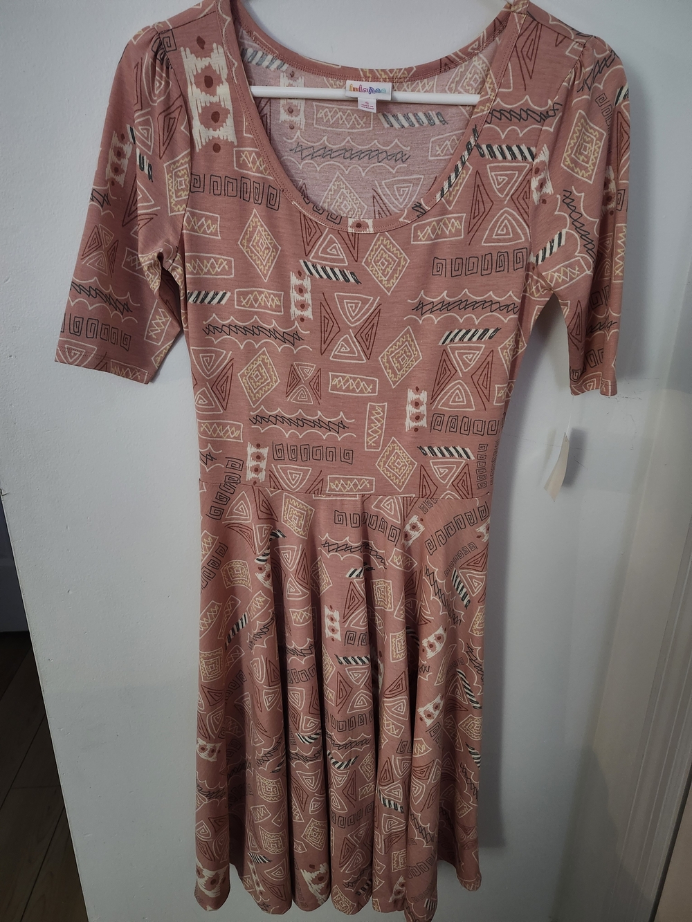 LuLaRoe Dusty Rose Geometric Fit & Flare Dress
